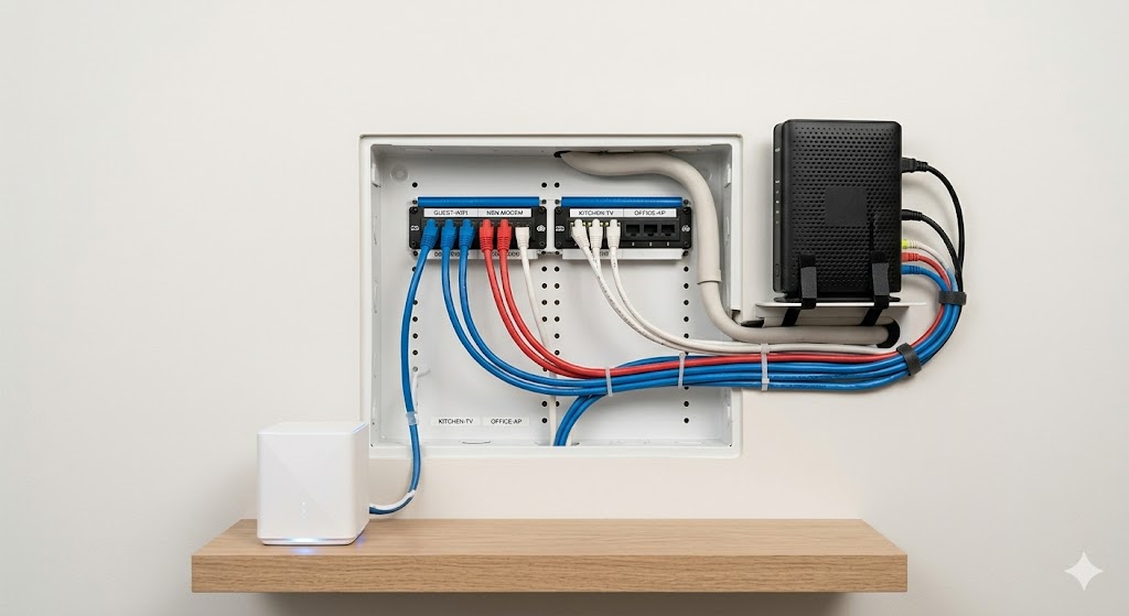 Clean wall-mounted TV with hidden cables